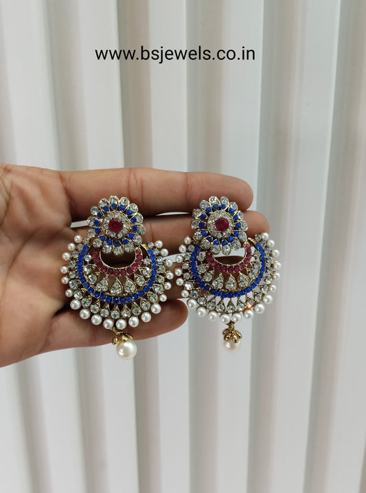 Blue Majenta Bollywood Rahul Earrings