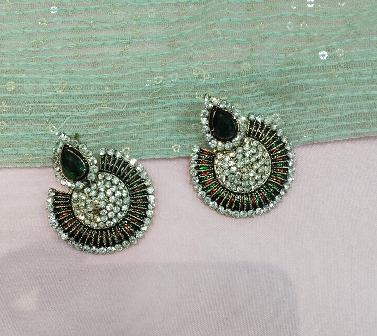 Green Bollywood Sehwag Earrings Jewellery