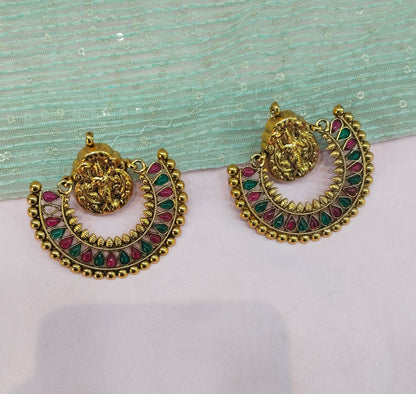 Maroon Green Bollywood Sehwag Earrings Temple Jewellery