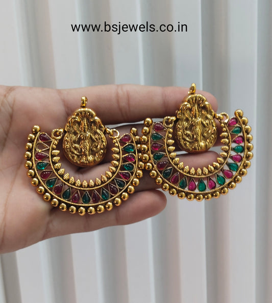 Maroon Green Bollywood Sehwag Earrings Temple Jewellery