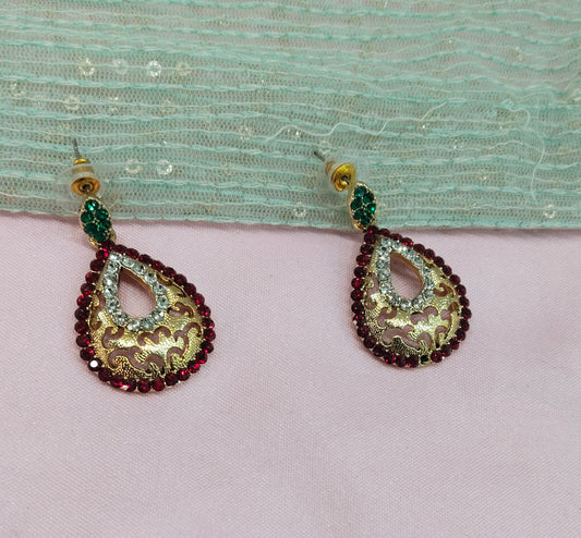 Maroon Bollywood Sehwag Earrings Jewellery