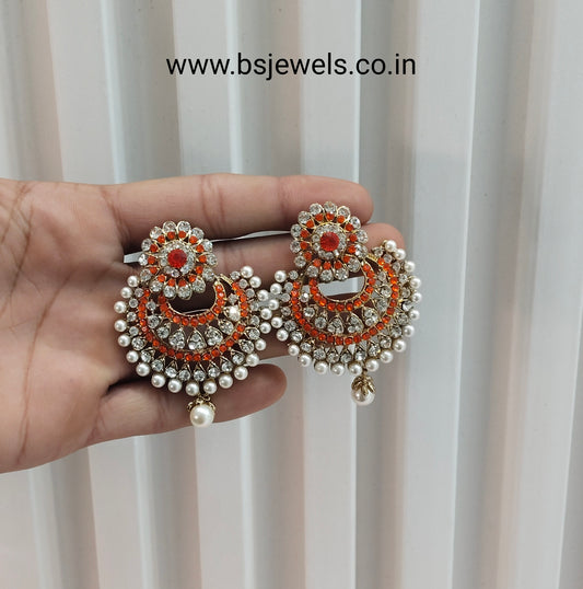 Orange Bollywood Sachin Earrings Jewellery