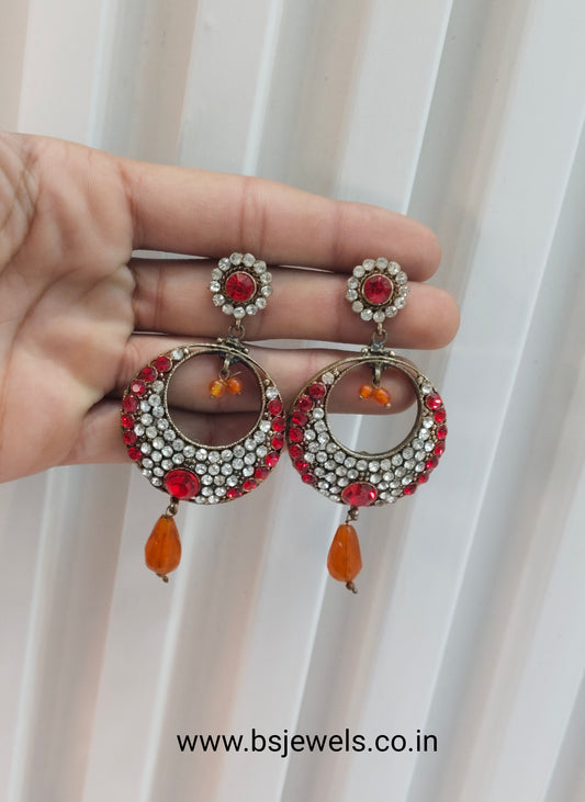 Red Bollywood Sachin Earrings Jewellery