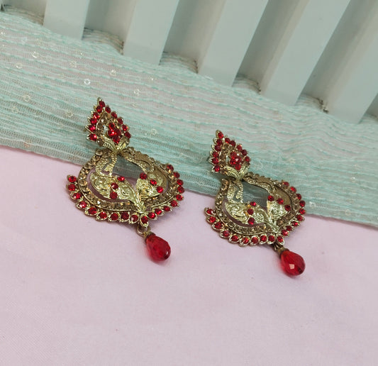 Red Bollywood Sachin Earrings Jewellery