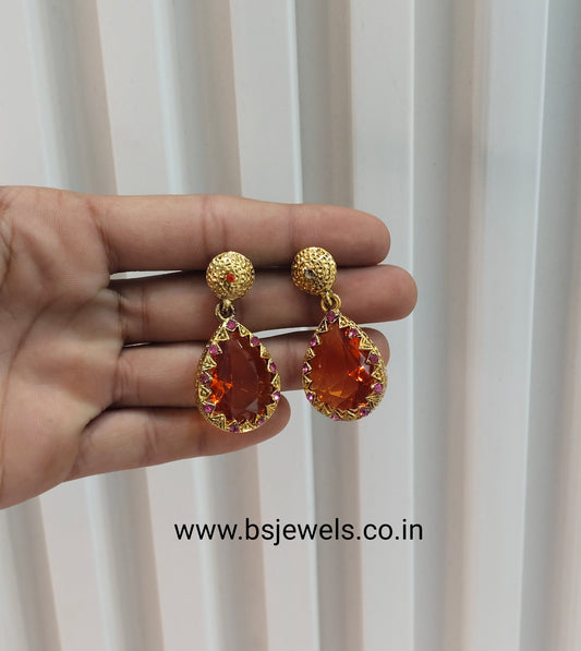 Orange Bollywood Sachin Earrings Jewellery