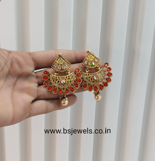 Red Bollywood Sachin Earrings Jewellery