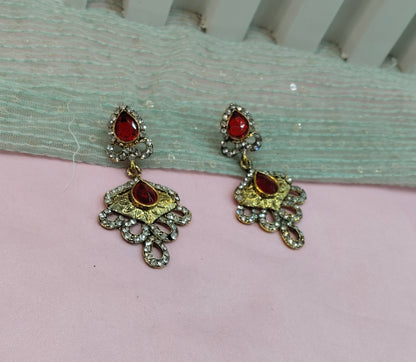 Red Bollywood Sachin Earrings Jewellery