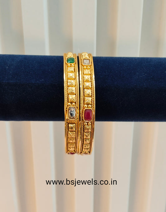 2.6 Size bangles jewelry /Traditional bollywood jewelry/Ruby Green Gold bangles