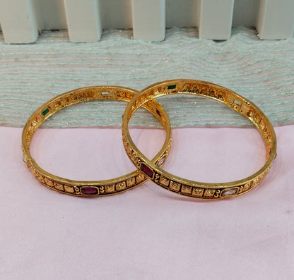 2.6 Size bangles jewelry /Traditional bollywood jewelry/Ruby Green Gold bangles
