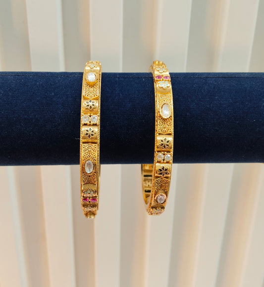 2.6 Size bangles jewelry /Traditional bollywood jewelry/Ruby Gold bangles