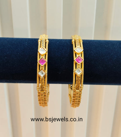 2.6 Size bangles jewelry /Traditional bollywood jewelry/Ruby Gold bangles