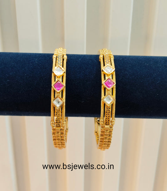 2.6 Size bangles jewelry /Traditional bollywood jewelry/Ruby Gold bangles