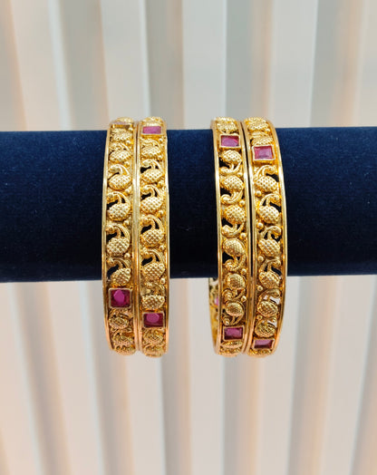 2.6 Size bangles jewelry /Traditional bollywood jewelry/Ruby Gold bangles