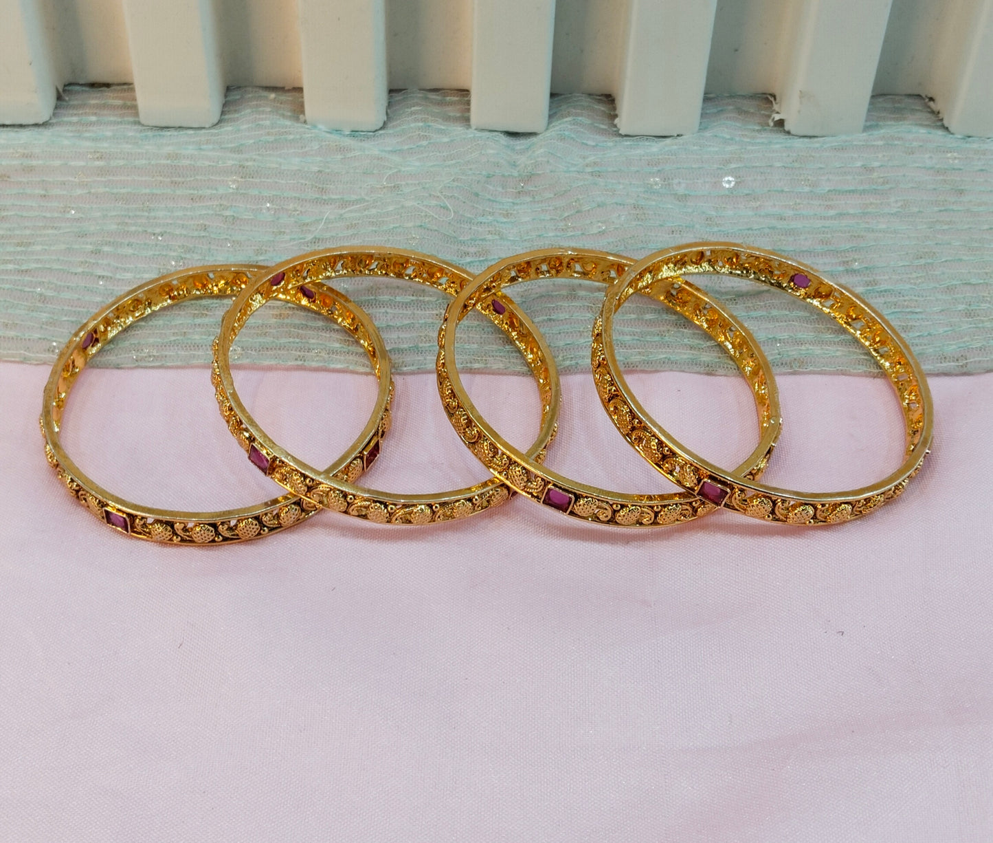 2.6 Size bangles jewelry /Traditional bollywood jewelry/Ruby Gold bangles