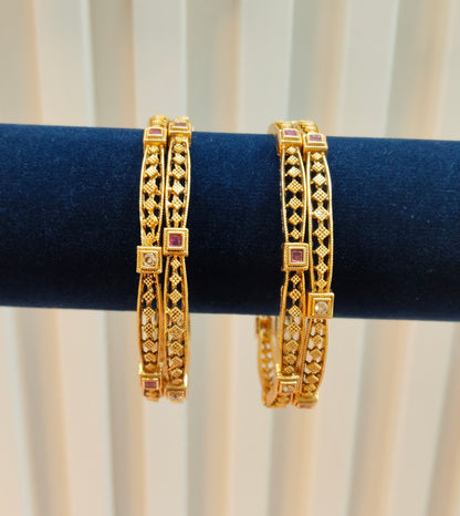 2.6 Size bangles jewelry /Traditional bollywood jewelry/Ruby Gold bangles