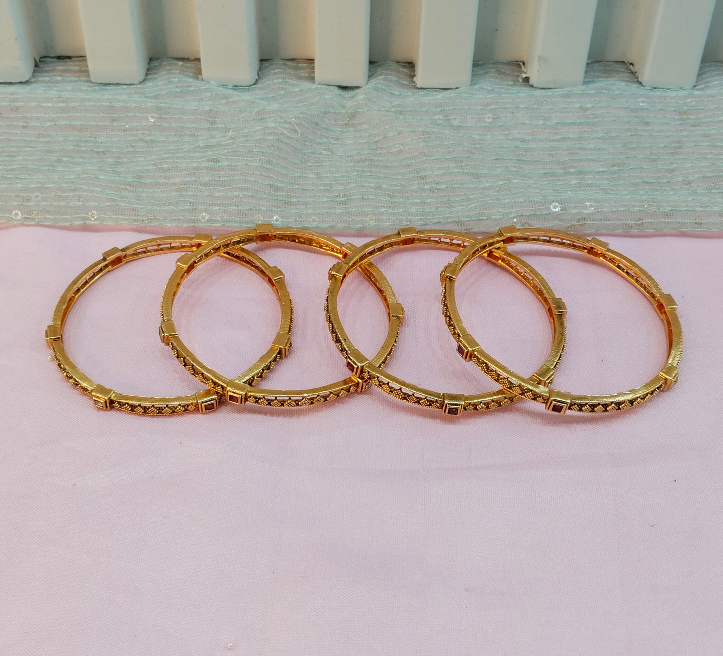 2.6 Size bangles jewelry /Traditional bollywood jewelry/Ruby Gold bangles