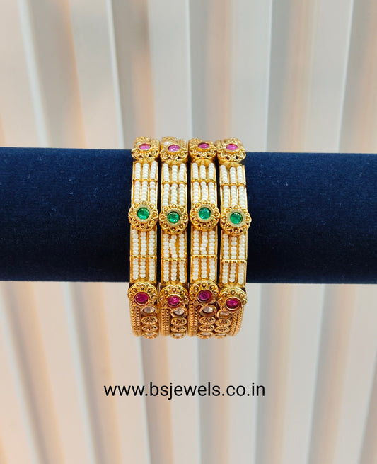 2.4 Size bangles jewelry /Traditional bollywood jewelry/Ruby Green Gold bangles