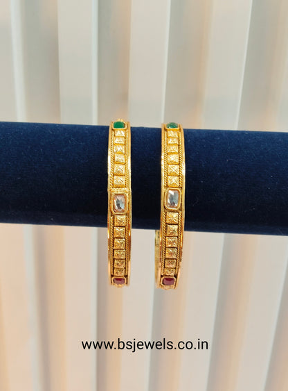2.4 Size bangles jewelry /Traditional bollywood jewelry/Ruby Green Gold bangles