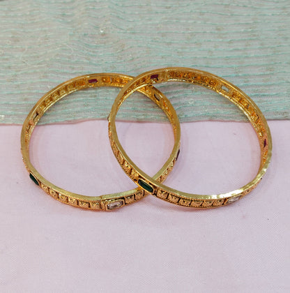 2.4 Size bangles jewelry /Traditional bollywood jewelry/Ruby Green Gold bangles