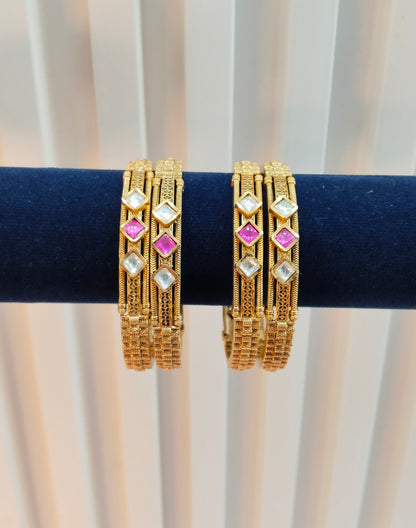 2.4 Size bangles jewelry /Traditional bollywood jewelry/Ruby Gold bangles
