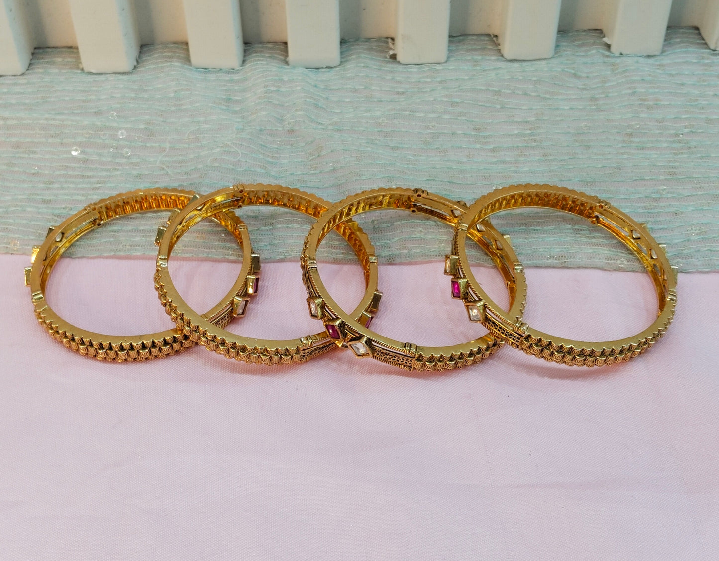 2.4 Size bangles jewelry /Traditional bollywood jewelry/Ruby Gold bangles