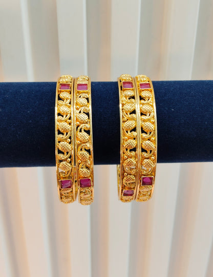 2.4 Size bangles jewelry /Traditional bollywood jewelry/Ruby Gold bangles