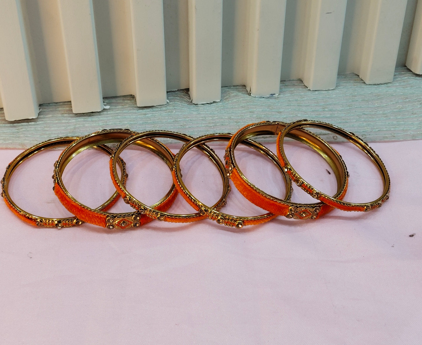 2.6 Size bangles jewelry Set /Traditional bollywood jewelry/Orange Antique bangles