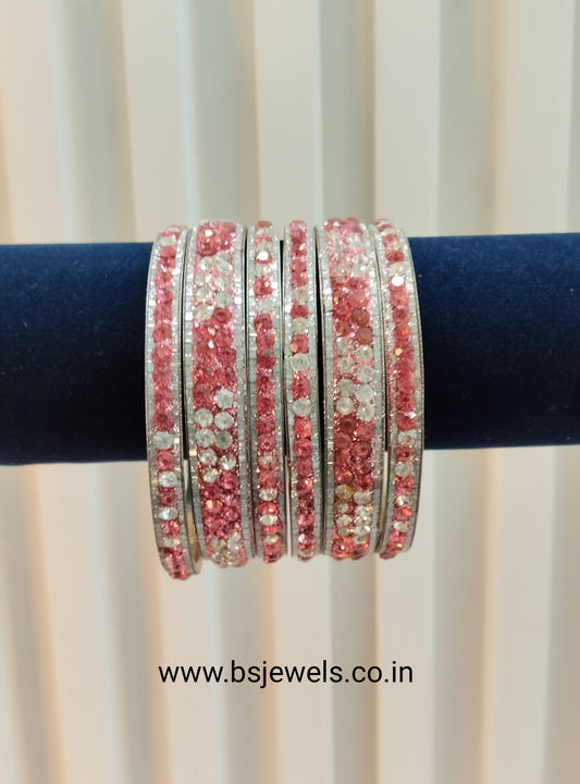 2.6 Size bangles jewelry Set /Traditional bollywood jewelry/Silver Pink Antique bangles