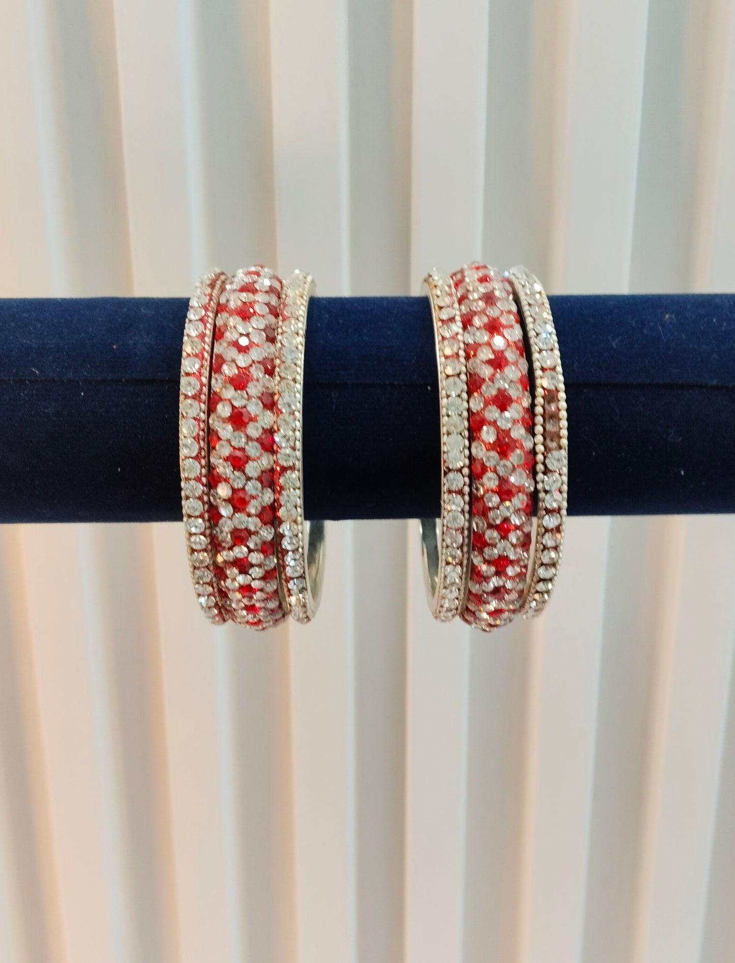 2.6 Size bangles jewelry Set /Traditional bollywood jewelry/Silver Red Antique bangles