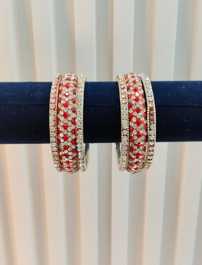 2.6 Size bangles jewelry Set /Traditional bollywood jewelry/Silver Red Antique bangles