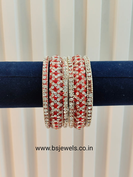2.6 Size bangles jewelry Set /Traditional bollywood jewelry/Silver Red Antique bangles