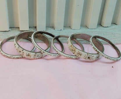 2.6 Size bangles jewelry Set /Traditional bollywood jewelry/Silver White Antique bangles
