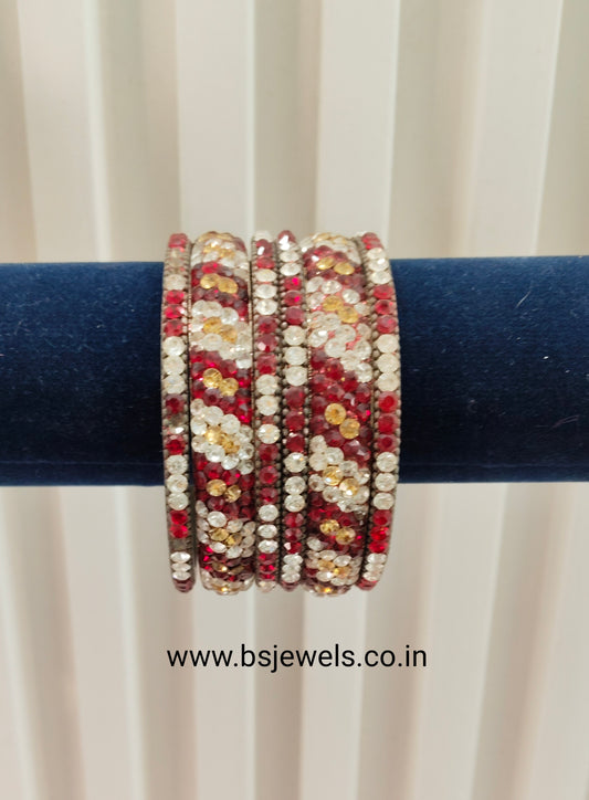 2.6 Size bangles jewelry Set /Traditional bollywood jewelry/Silver Maroon Antique bangles