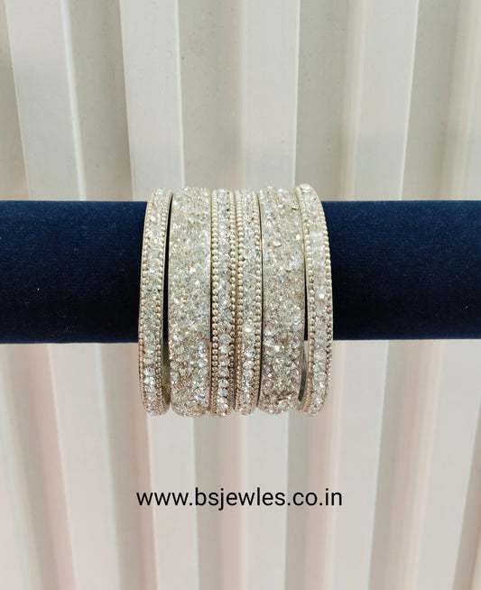 2.6 Size bangles jewelry Set /Traditional bollywood jewelry/Silver White Antique bangles