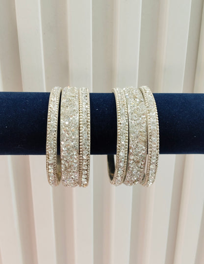 2.6 Size bangles jewelry Set /Traditional bollywood jewelry/Silver White Antique bangles
