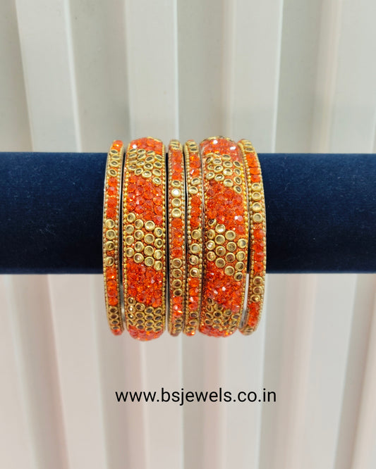 2.6 Size bangles jewelry Set /Traditional bollywood jewelry/Orange Antique bangles