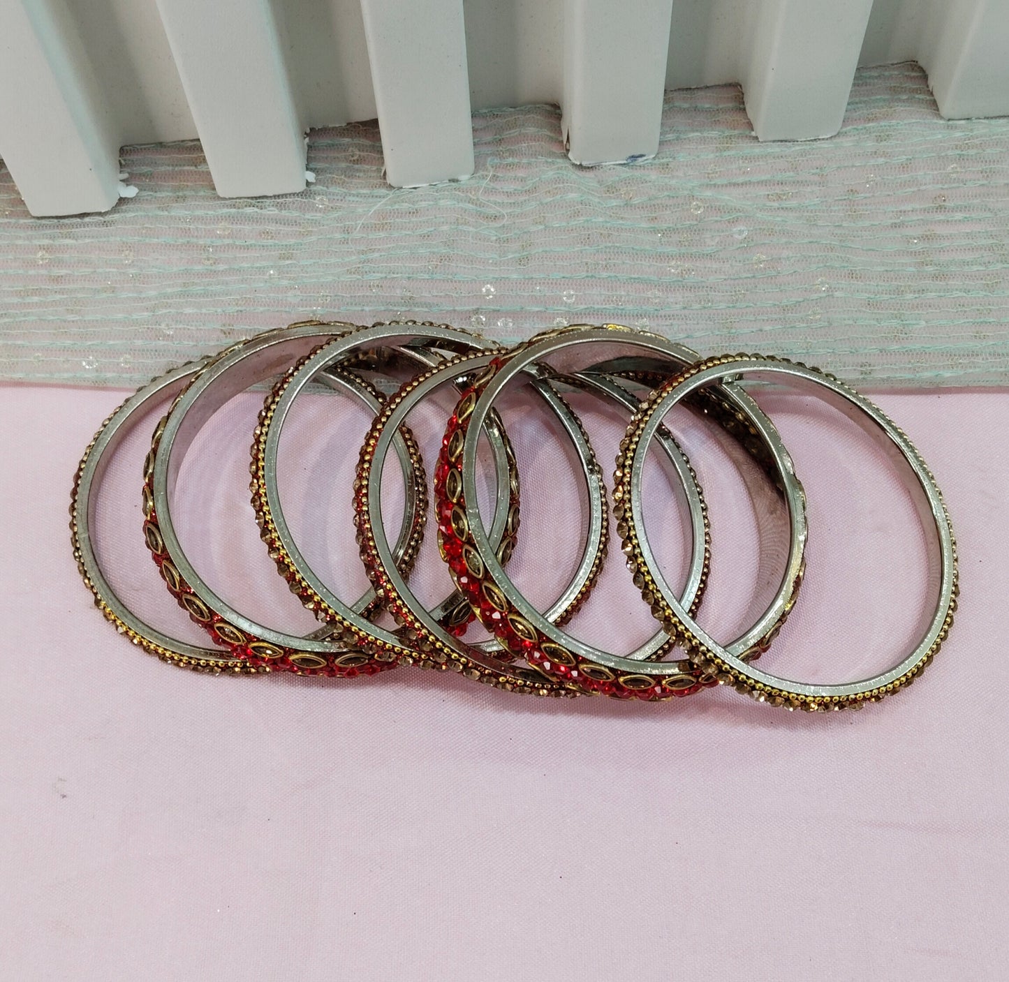 2.6 Size bangles jewelry Set /Traditional bollywood jewelry/Red Antique bangles