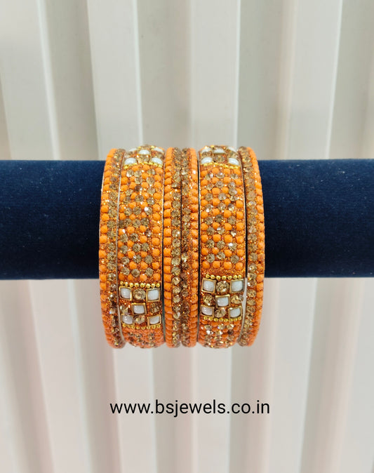 2.6 Size bangles jewelry Set /Traditional bollywood jewelry/Orange Peach Antique bangles