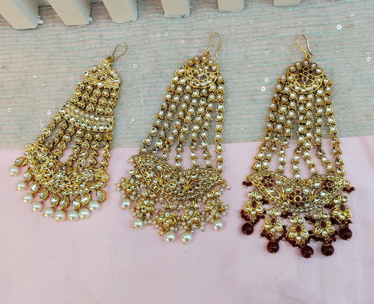Kundan Jhumar Headpassa Bridal Passa/Pakistani side Headpiece