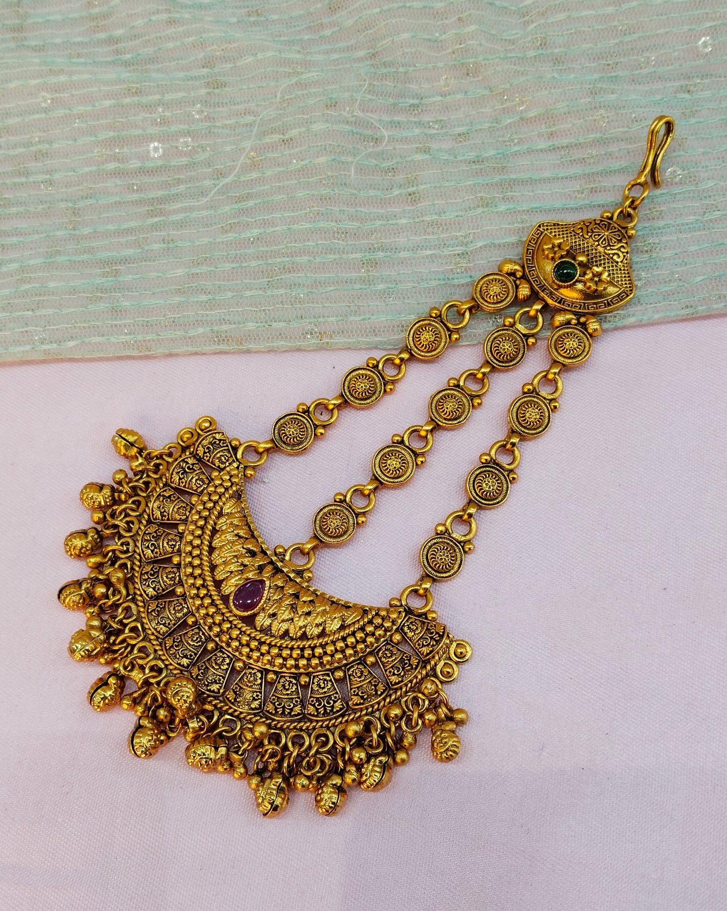 Gold Jhumar Headpassa Bridal Passa/Pakistani side Headpiece