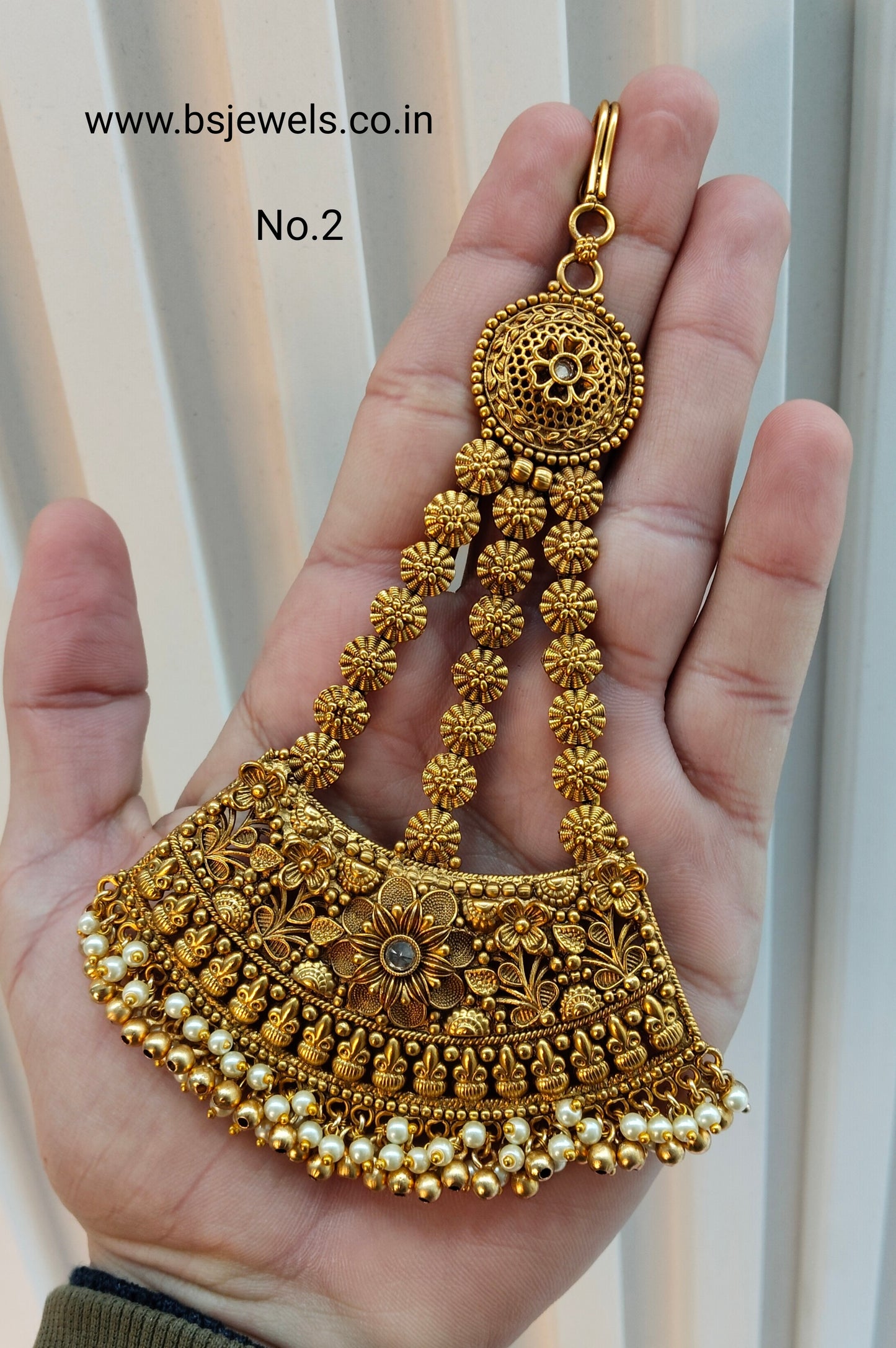Gold Jhumar Headpassa Bridal Passa/Pakistani side Headpiece