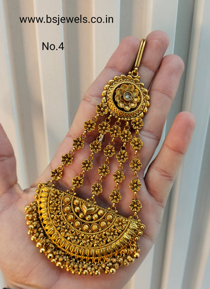 Gold Jhumar Headpassa Bridal Passa/Pakistani side Headpiece