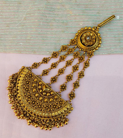 Gold Jhumar Headpassa Bridal Passa/Pakistani side Headpiece