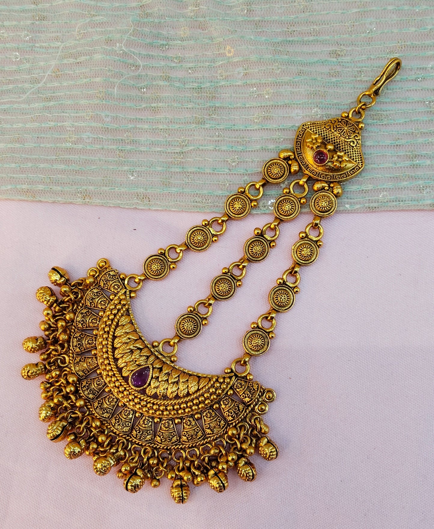 Gold Jhumar Headpassa Bridal Passa/Pakistani side Headpiece