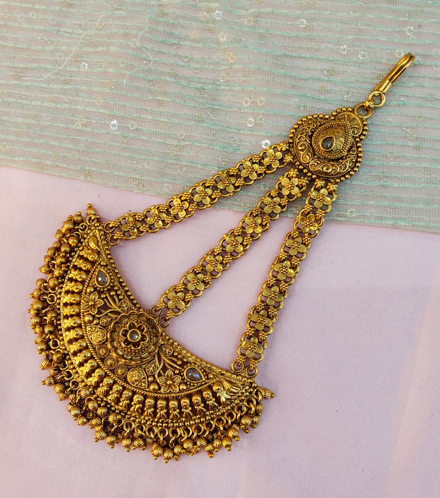 Gold Jhumar Headpassa Bridal Passa/Pakistani side Headpiece