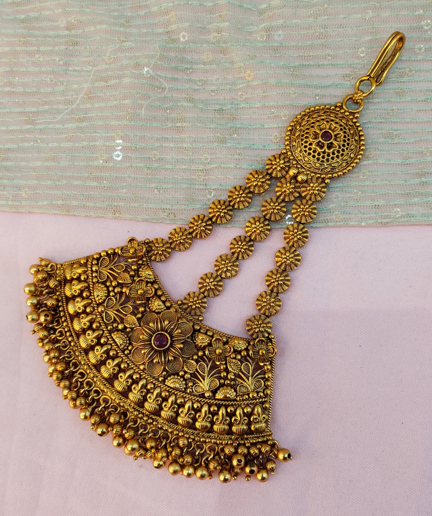 Gold Jhumar Headpassa Bridal Passa/Pakistani side Headpiece