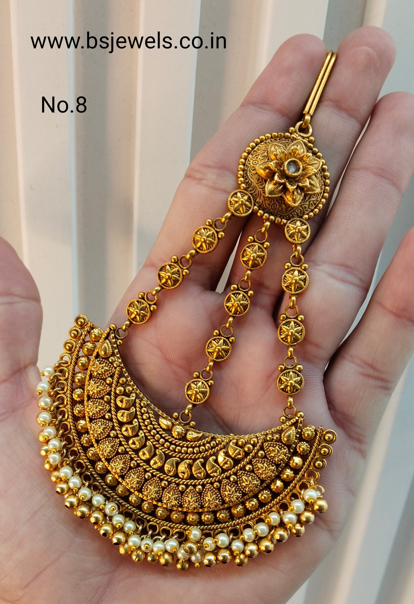 Gold Jhumar Headpassa Bridal Passa/Pakistani side Headpiece