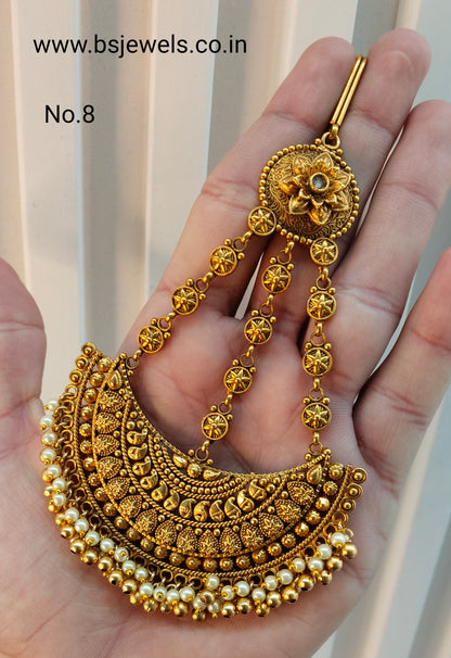 Gold Jhumar Headpassa Bridal Passa/Pakistani side Headpiece