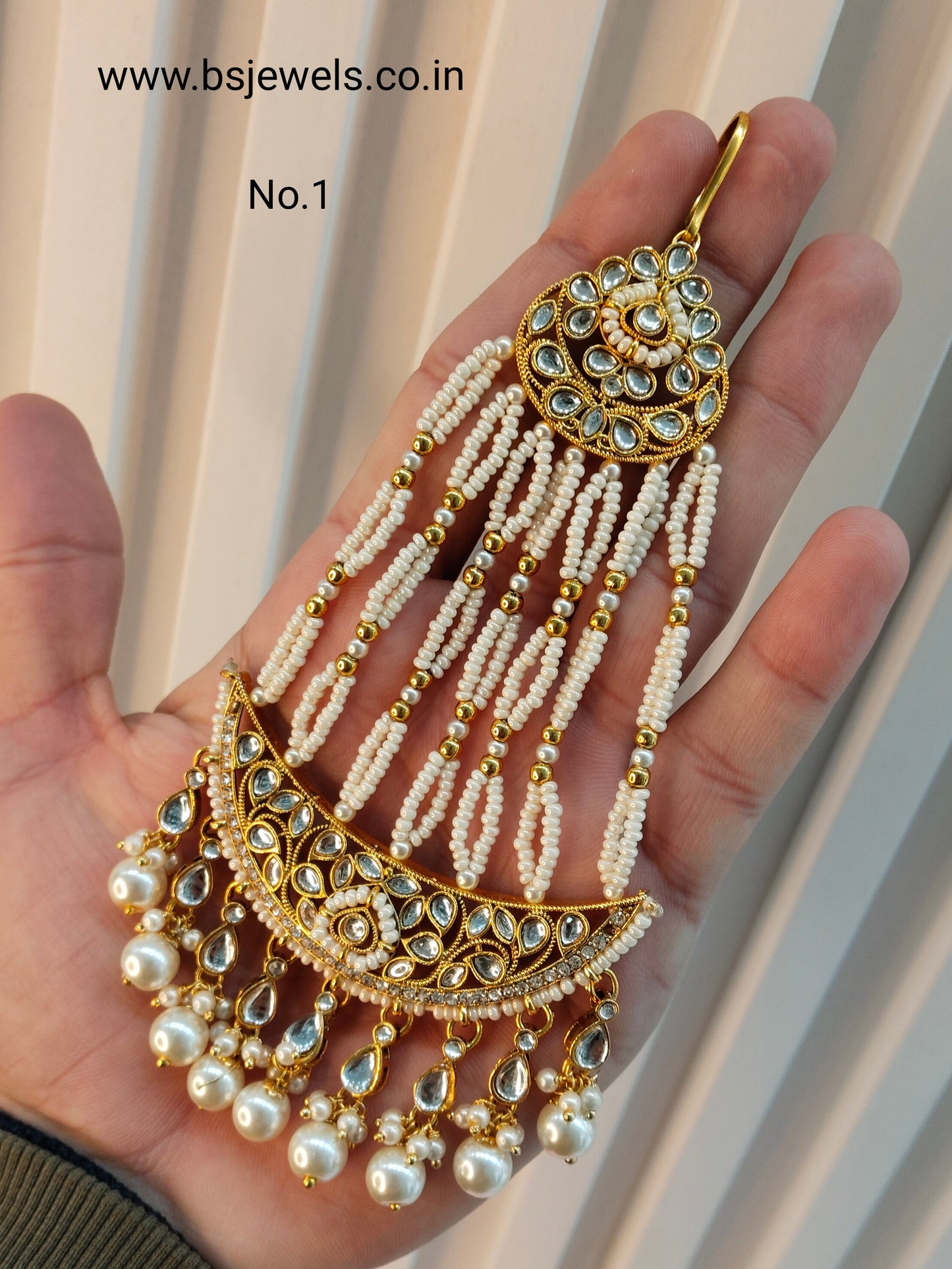 Kundan Jhumar Headpassa Bridal Passa/Pakistani side Headpiece