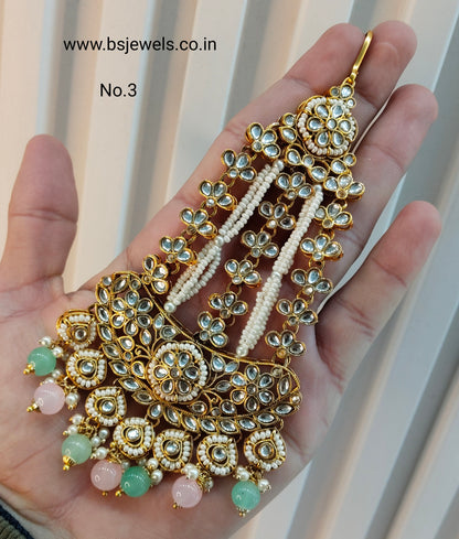 Kundan Jhumar Headpassa Bridal Passa/Pakistani side Headpiece